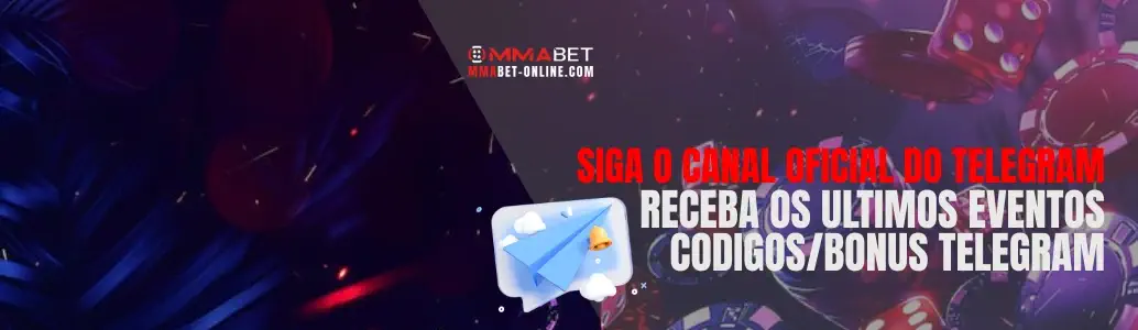 Canal oficial do Telegram MMABET para eventos e bônus.